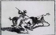 Francisco de goya y Lucientes  The Morisco Gazul is the First to Fight Bulls with a Lance oil painting